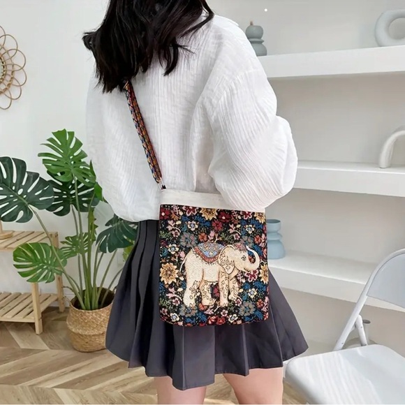 B03 ❤️ Elephant Ethnic Vintage Style Boho Crossbody Purse Bohemian Shoulder Bag - Picture 2 of 6